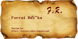 Forrai Réka névjegykártya